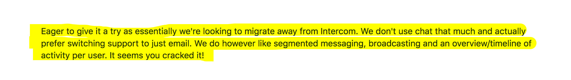 How We Used April Dunford’s 10-Step Method to Overhaul Positioning at Userlist: Screenshot of positioning testimonial for Userlist