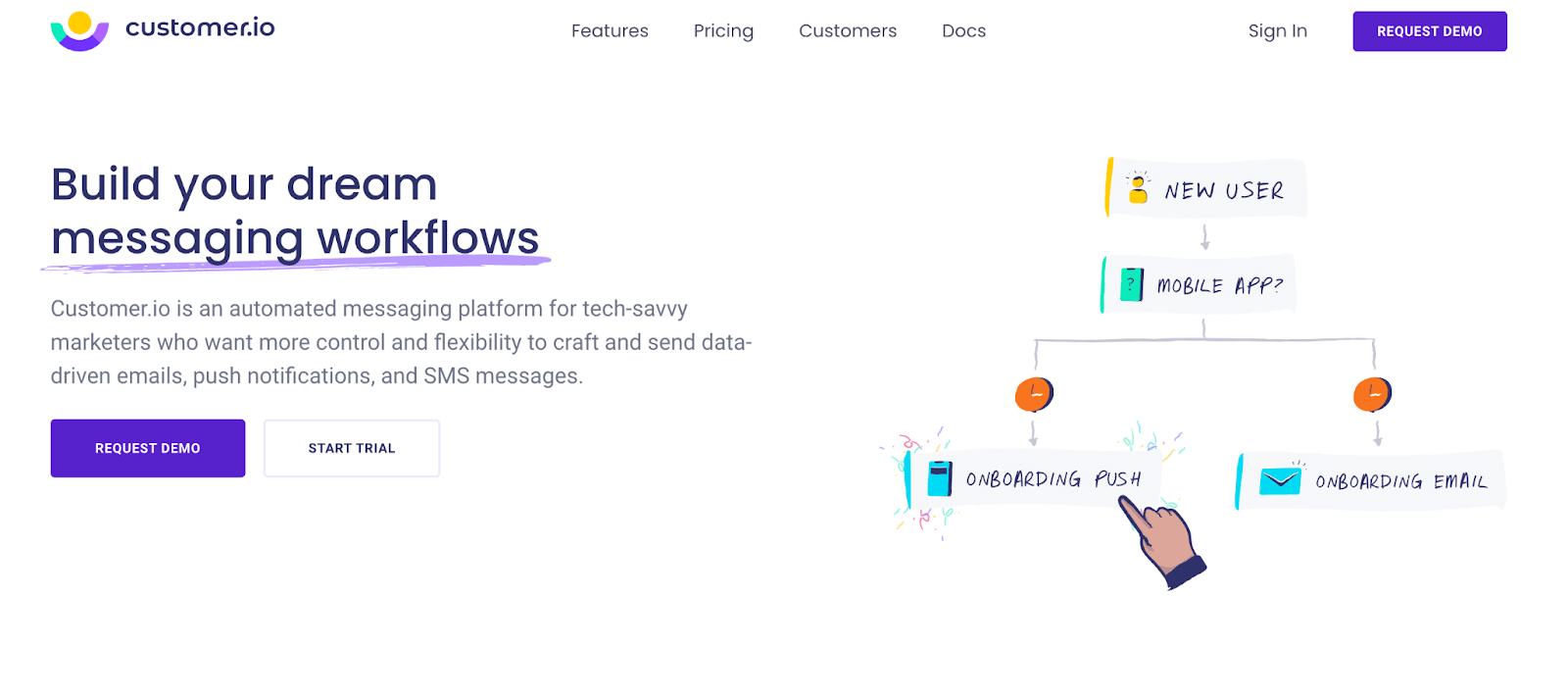 ConvertKit Alternatives: Screenshot of Customer.io homepage