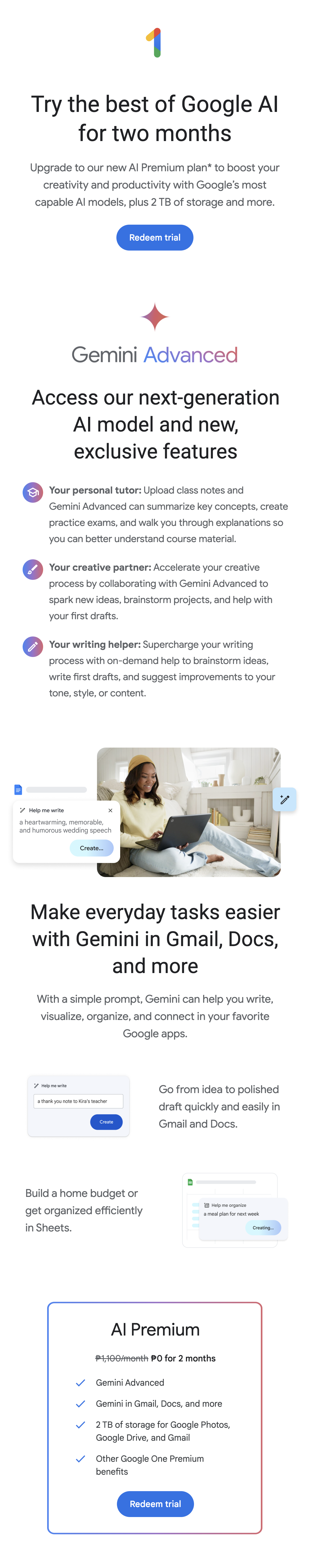 SaaS CTA Emails: Screenshot of Google's promo email