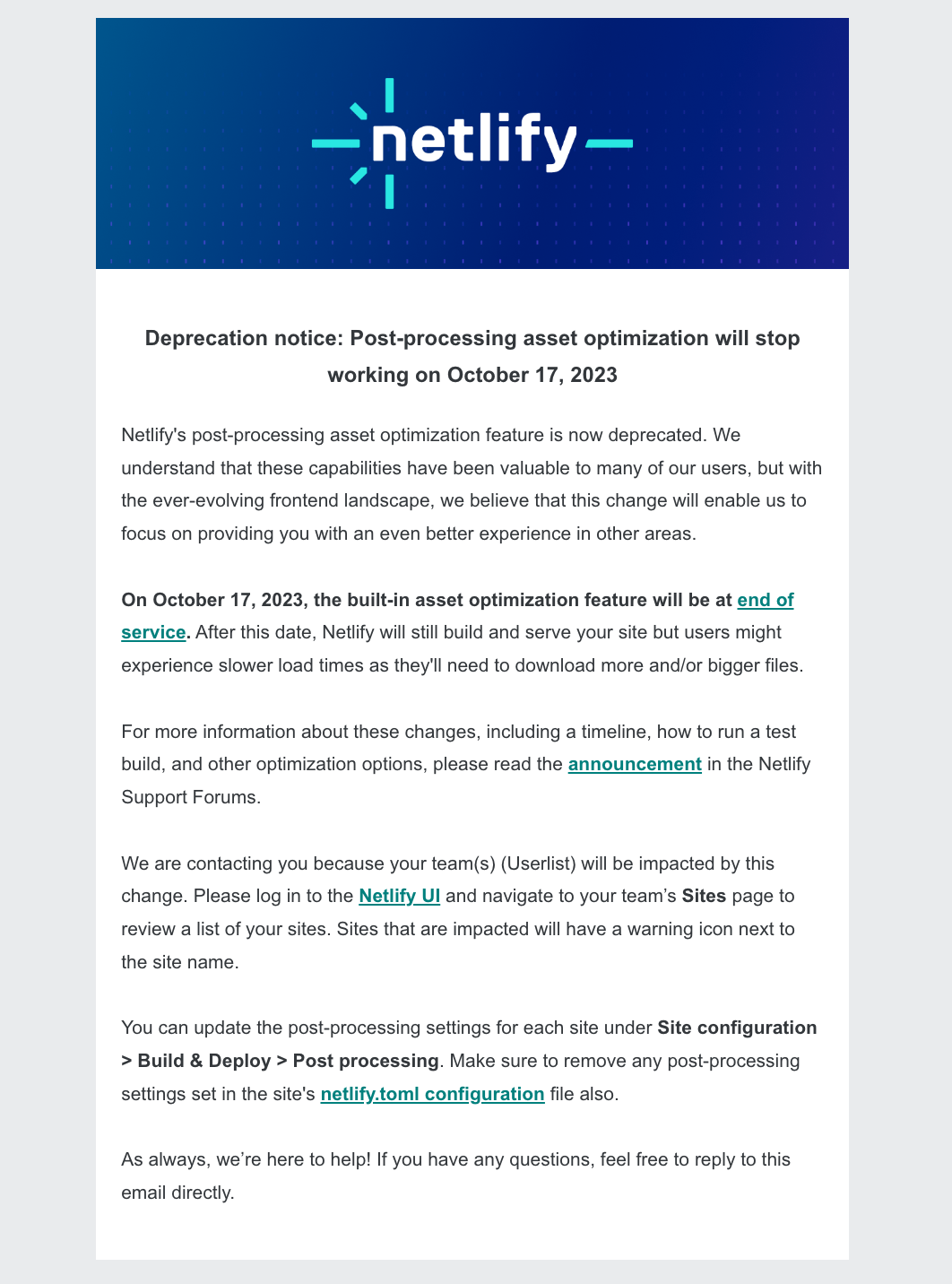 Email Marketing for Devtools: Screenshot of Netlify's sunset email