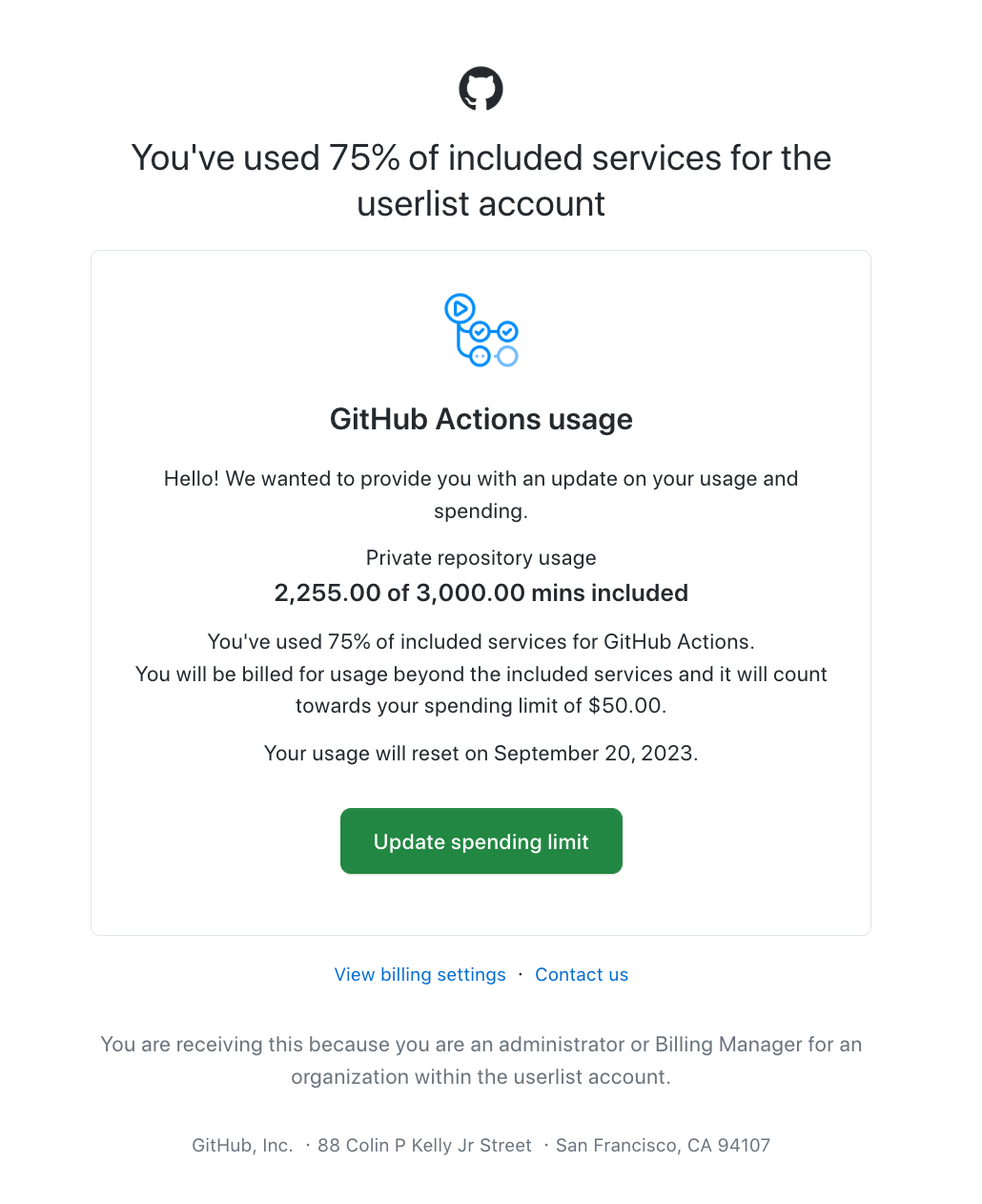 Email Marketing for Devtools: Screenshot of GitHub's email featuring usage reports