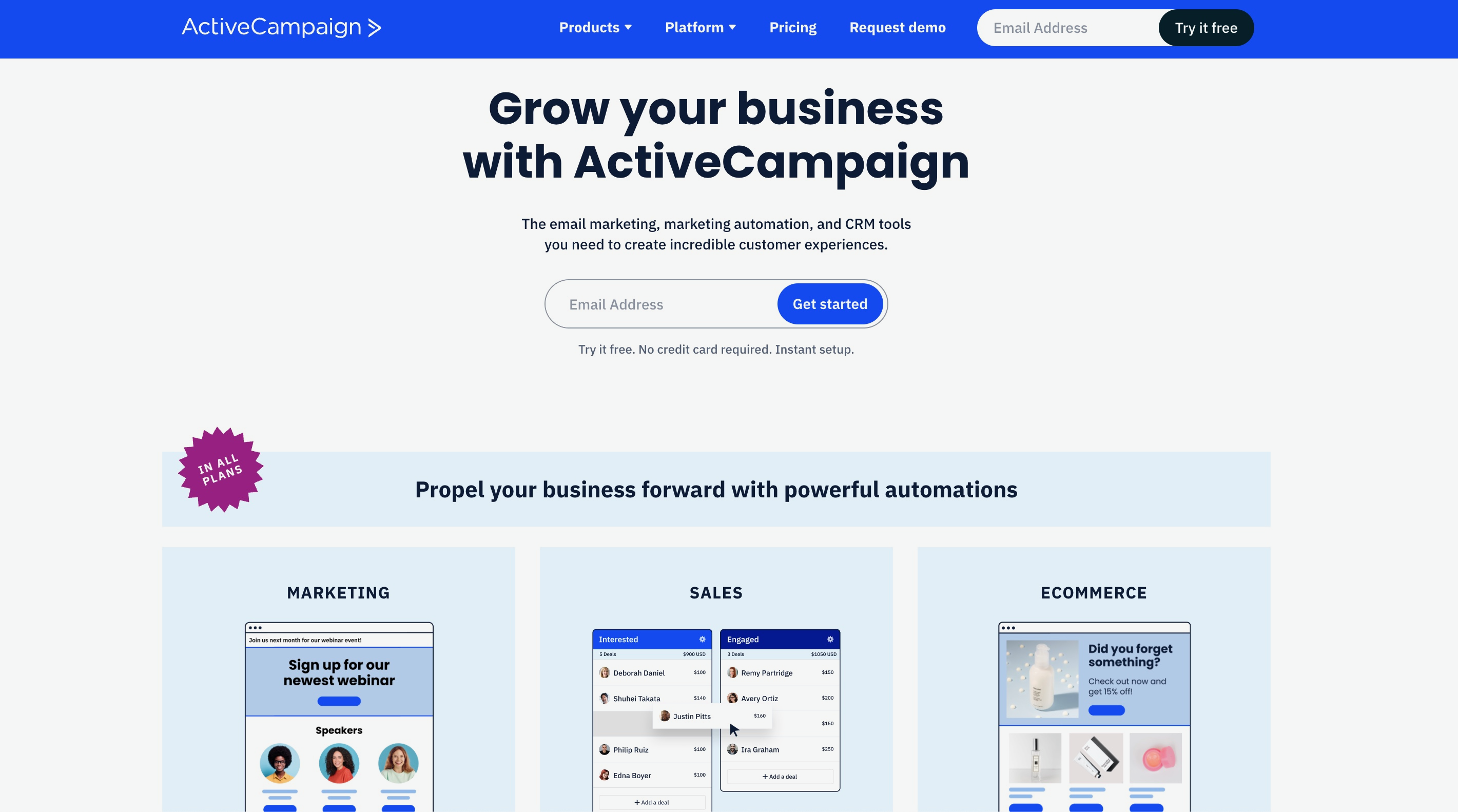 HubSpot Alternatives: Screenshot of ActiveCampaign's homepage