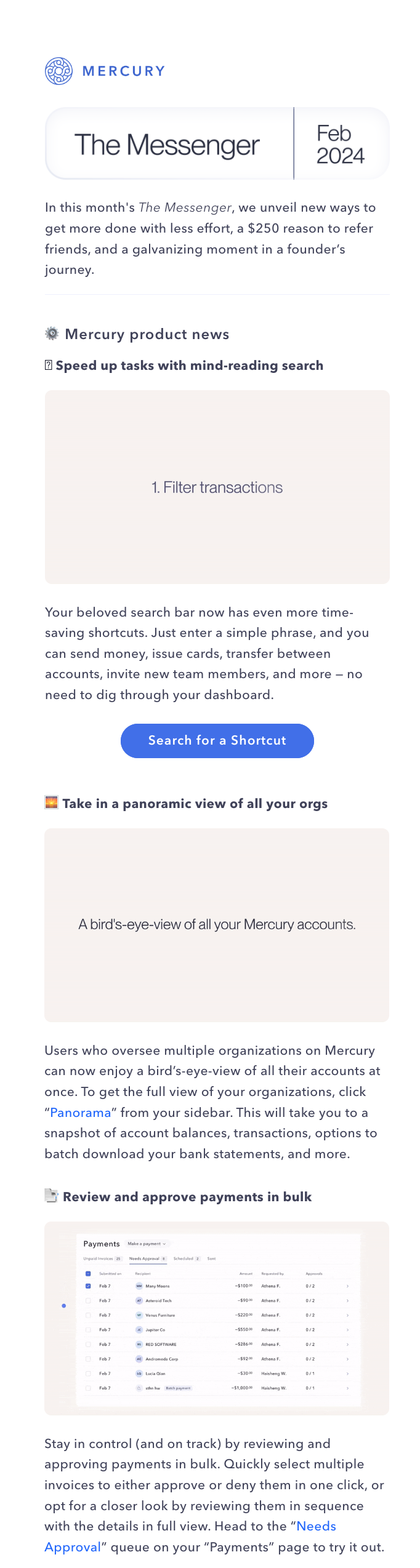 GIFs in SaaS Emails: Screenshot of Mercury's feature announcement email