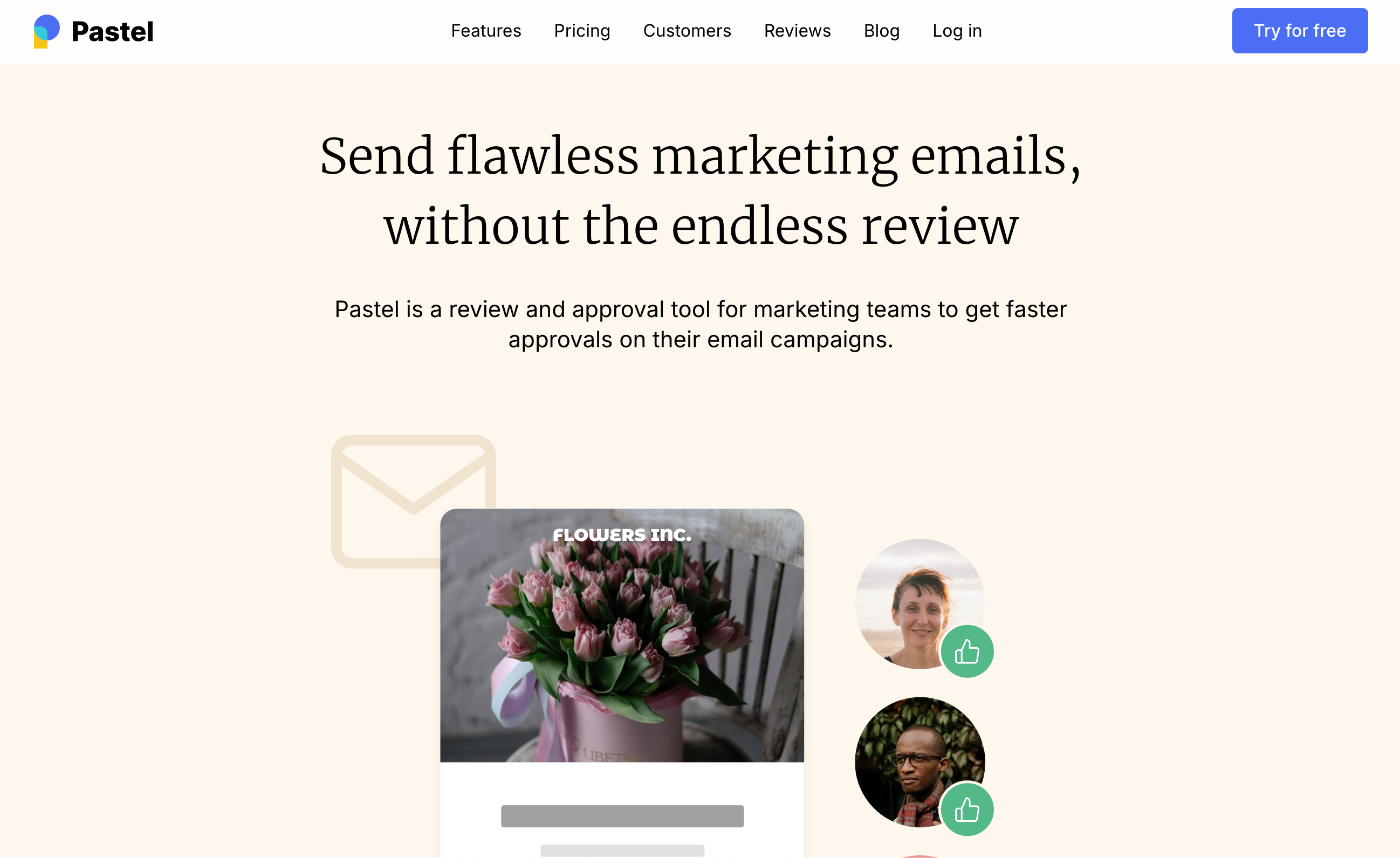 Professional Email Marketing Tools: Screenshot of Pastel's homepage