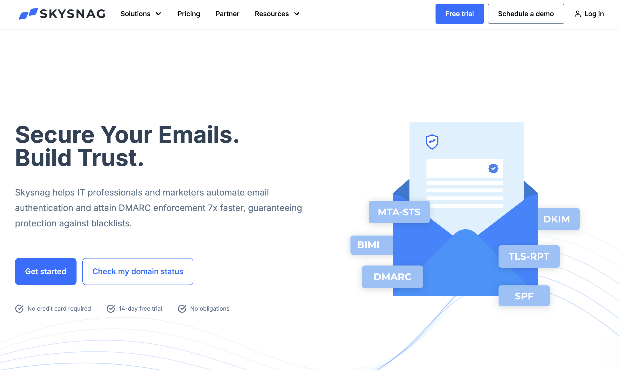 Professional Email Marketing Tools: Screenshot of Skysnag's homepage