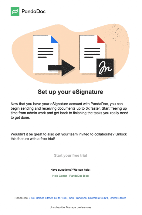 SaaS Email Nurture Campaigns: Pandadoc's second nurture email