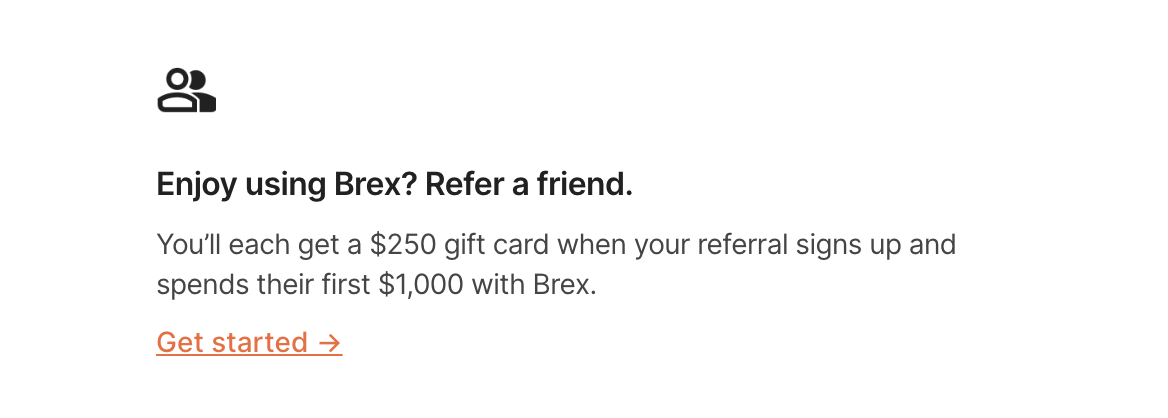 SaaS Referral Emails: Screenshot of Brex's referral section in the newsletter