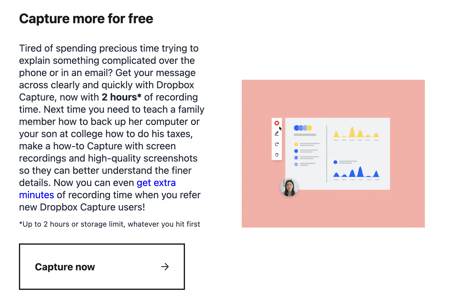 SaaS Referral Emails: Screenshot of a section in Dropbox's email that's asking for a Dropbox Capture referral