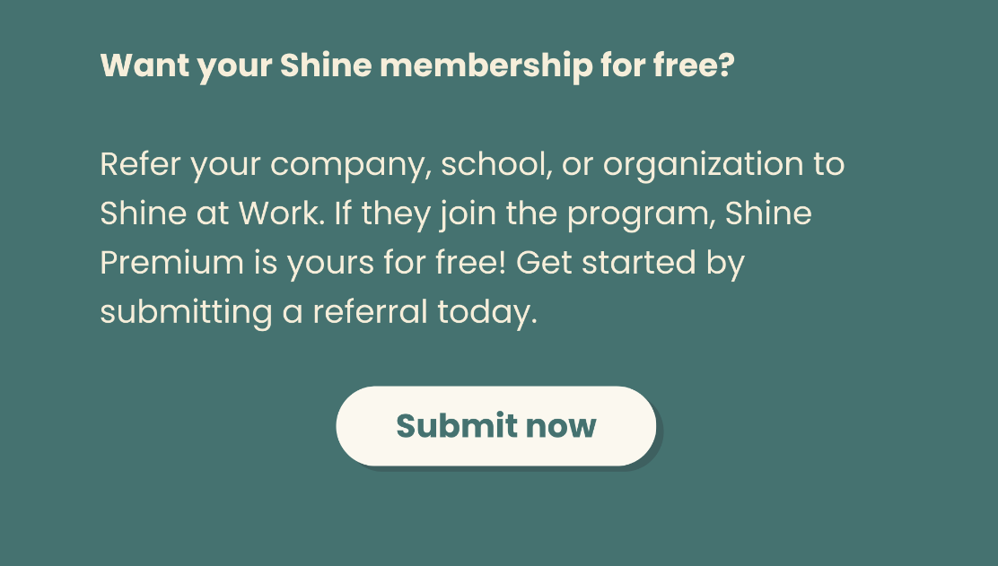 SaaS Referral Emails: Screenshot of Shine's referral section in their emails