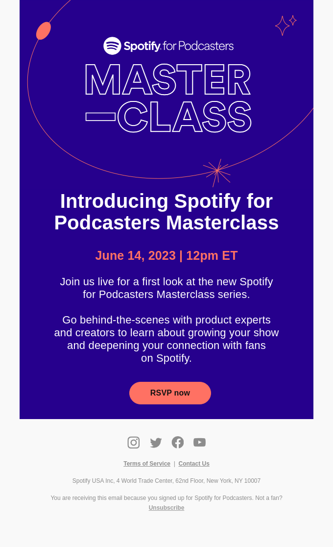 SaaS Webinar Emails: Screenshot of Spotify's webinar email