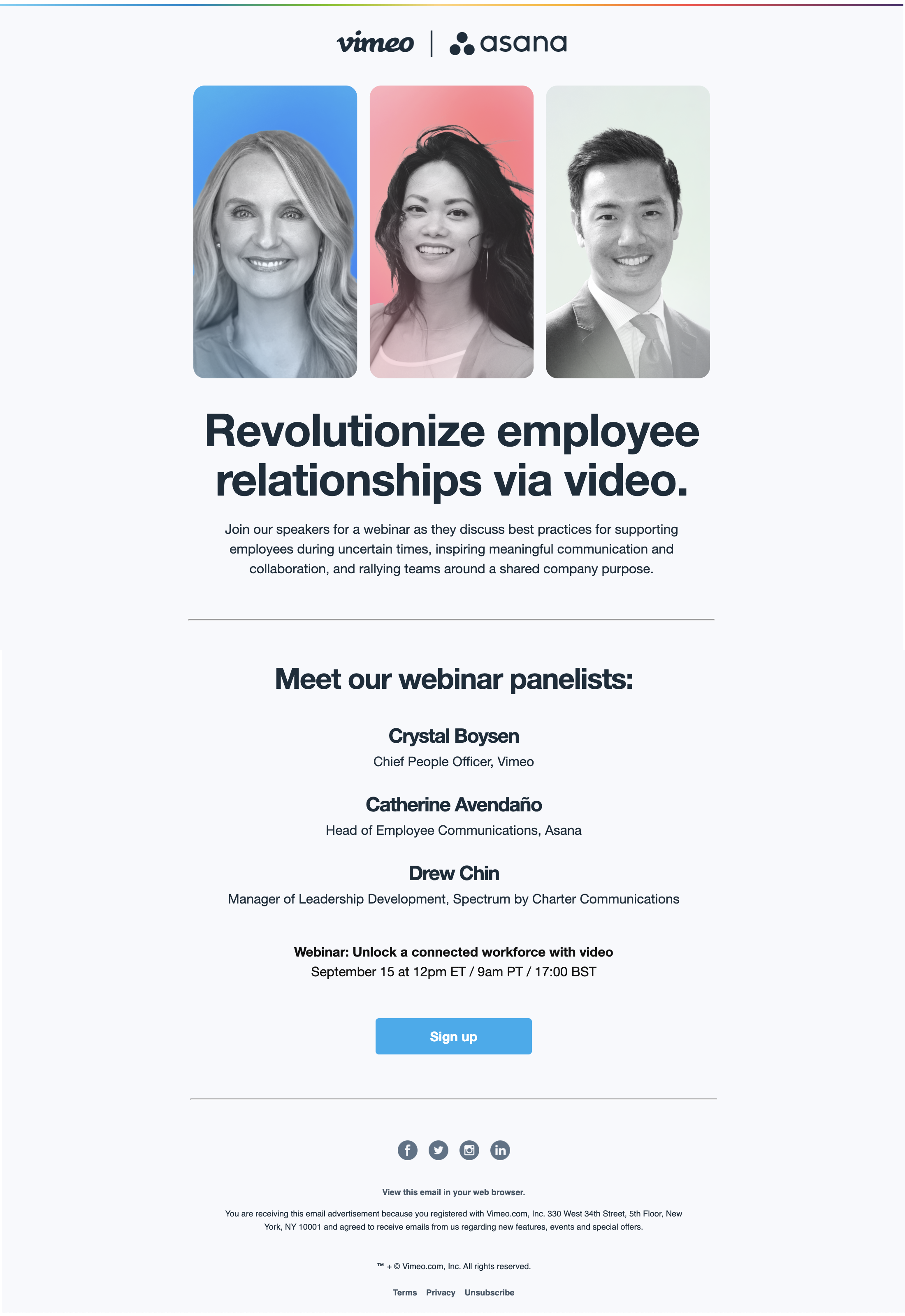 SaaS Webinar Emails: Screenshot of Vimeo's webinar email