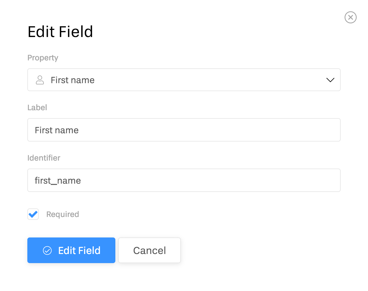 Screenshot showing how to edit form fields on Userlist