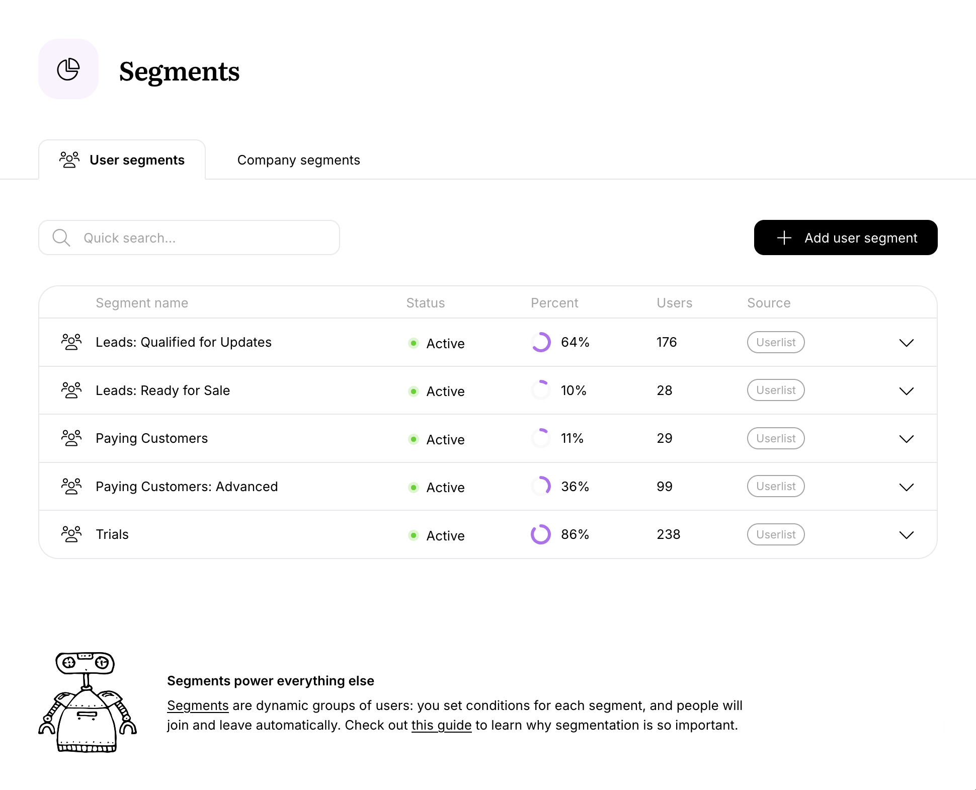 Userlist Redesign: New version of segments