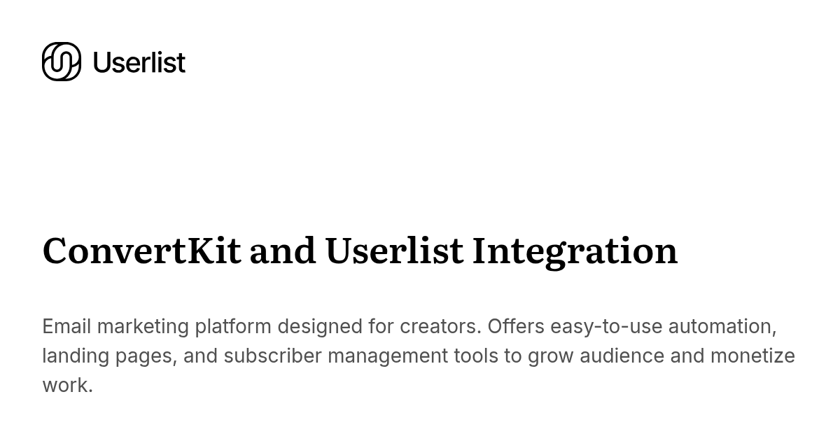 ConvertKit and Userlist Integration