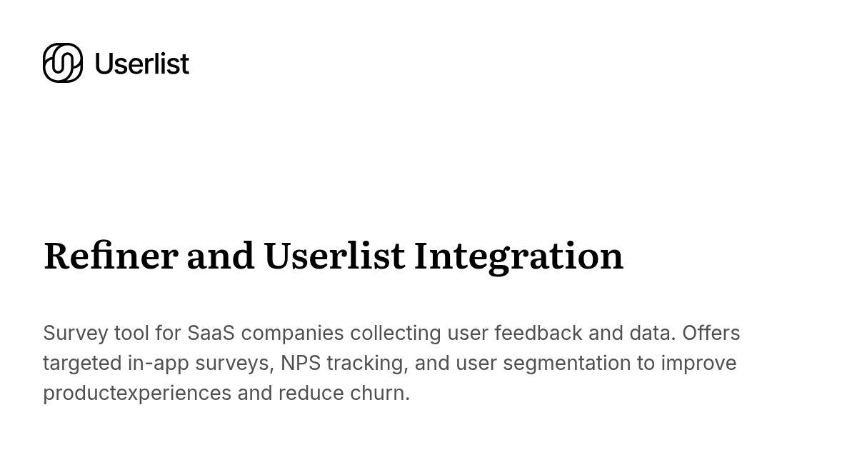 Refiner and Userlist Integration