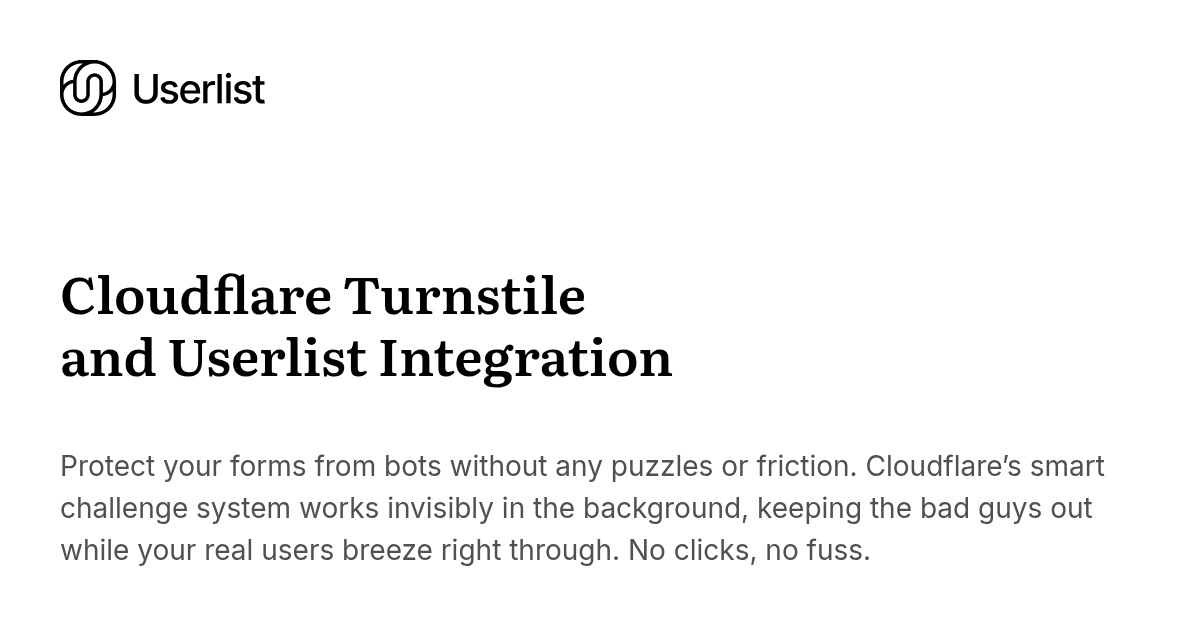 Cloudflare Turnstile and Userlist Integration