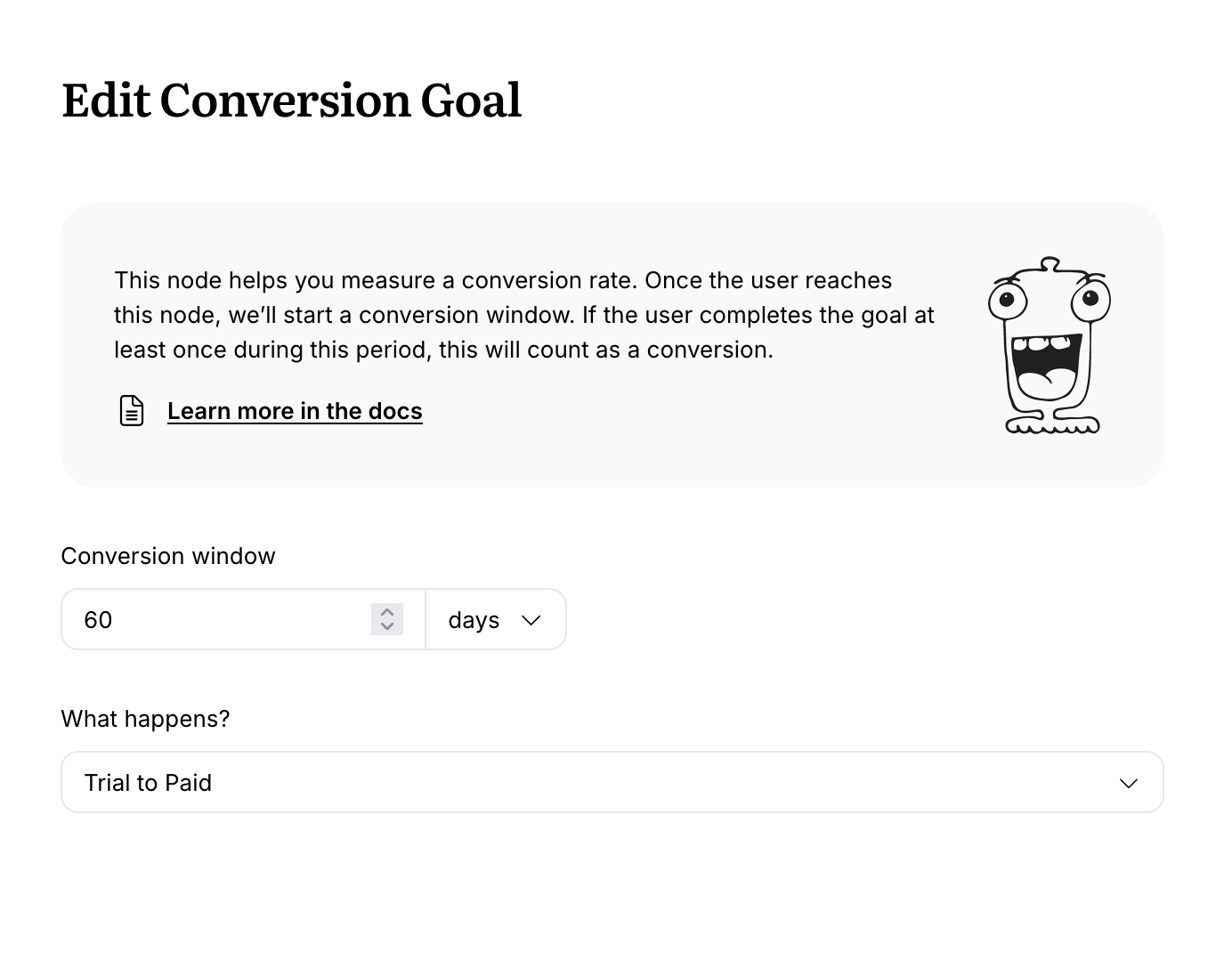 Setting a Conversion Goal node in Userlist workflows