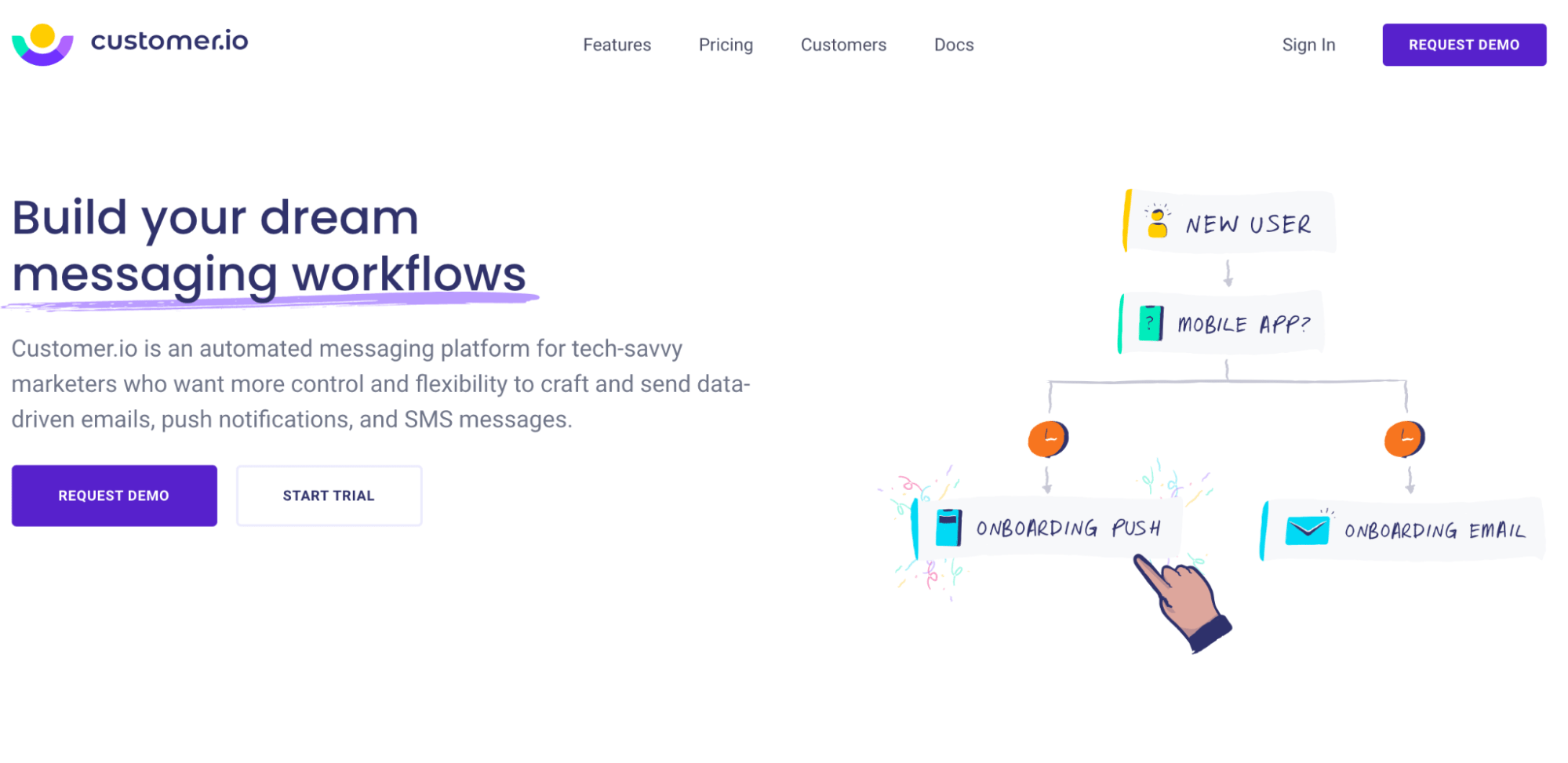 ActiveCampaign Alternatives: Screenshot of Customer.io page
