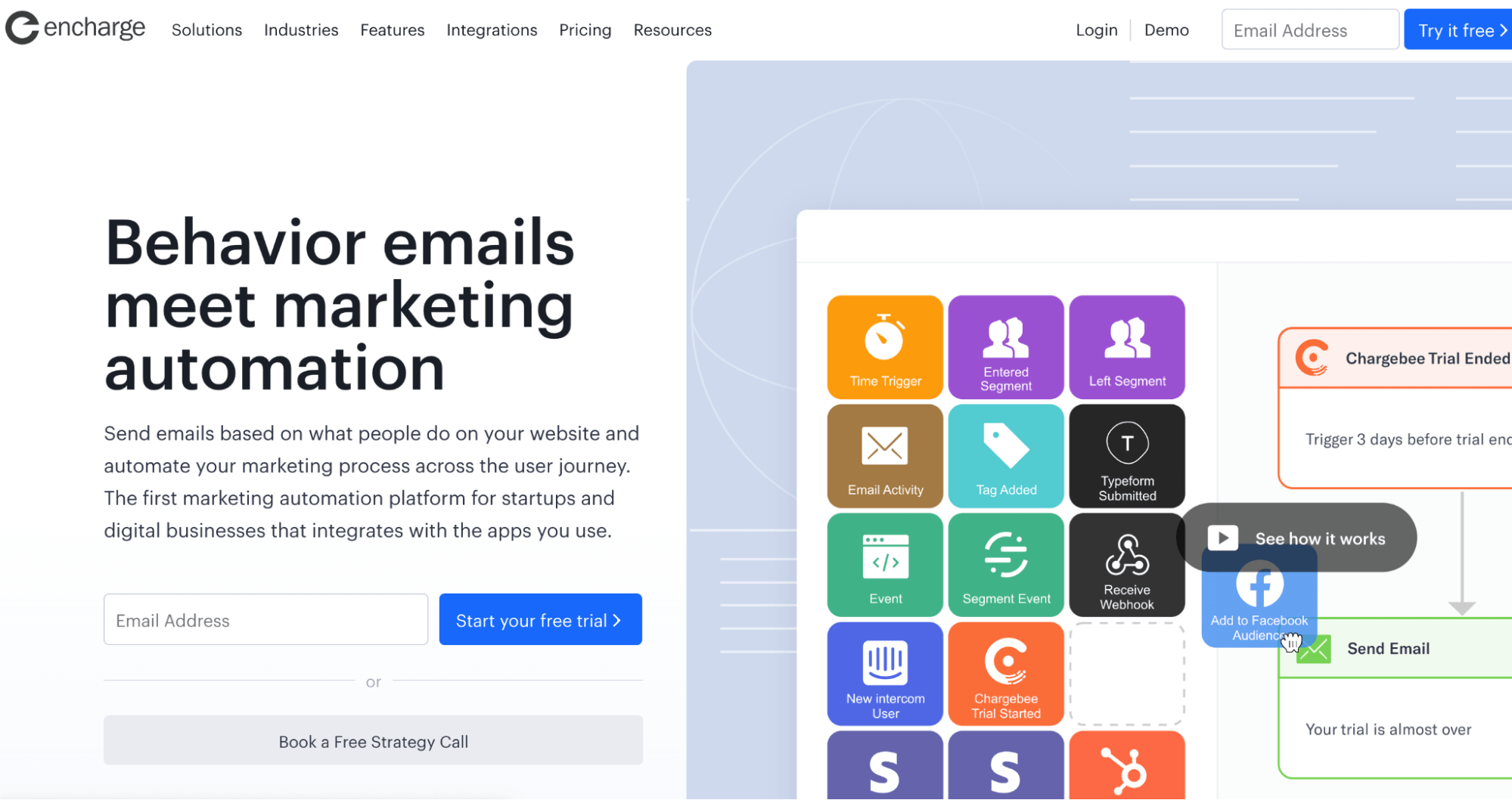 ActiveCampaign Alternatives: Screenshot of Encharge page
