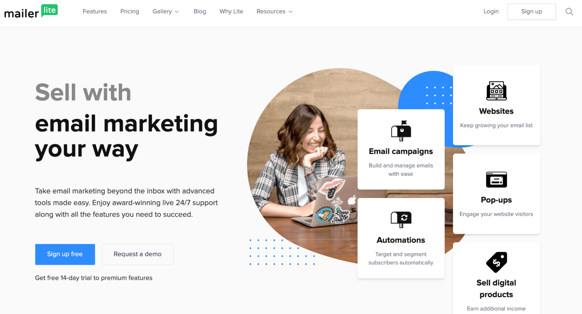 ActiveCampaign Alternatives: Screenshot of MailerLite page