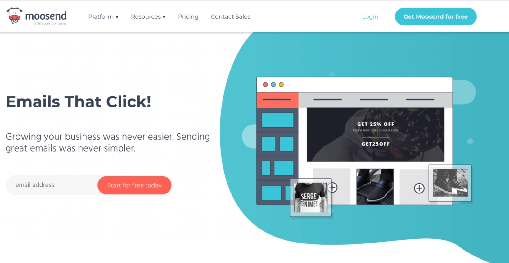 ActiveCampaign Alternatives: Screenshot of Moosend page