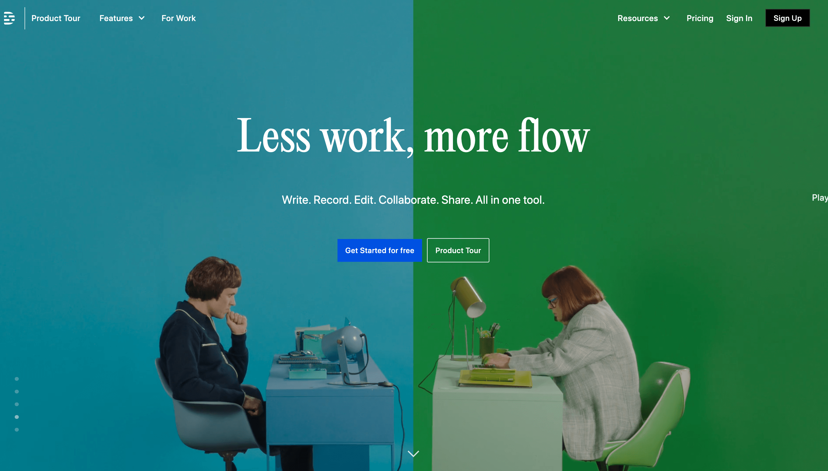 SaaS Brand Archetypes: Screenshot of Descript's homepage