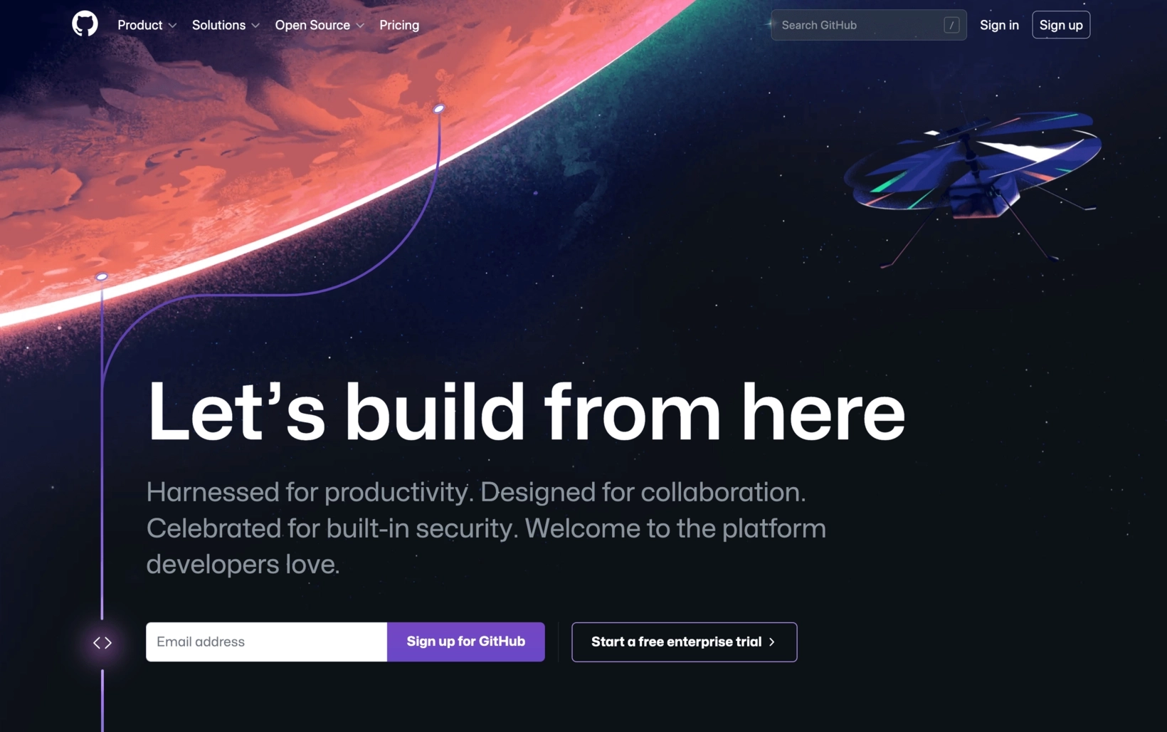 SaaS Brand Archetypes: Screenshot of Github's homepage