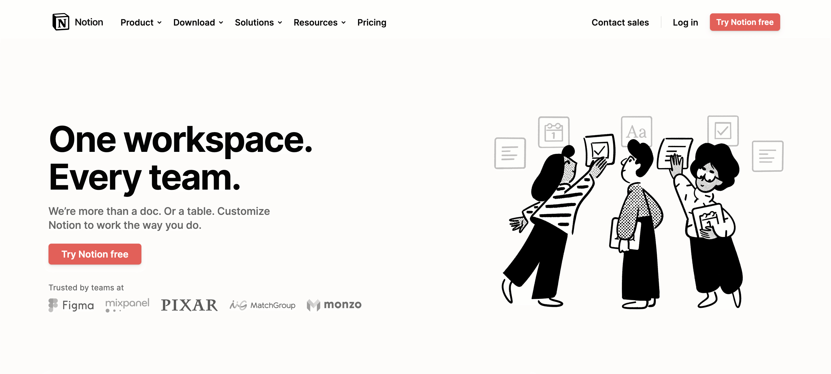 SaaS Brand Archetypes: Screenshot of Notion's homepage
