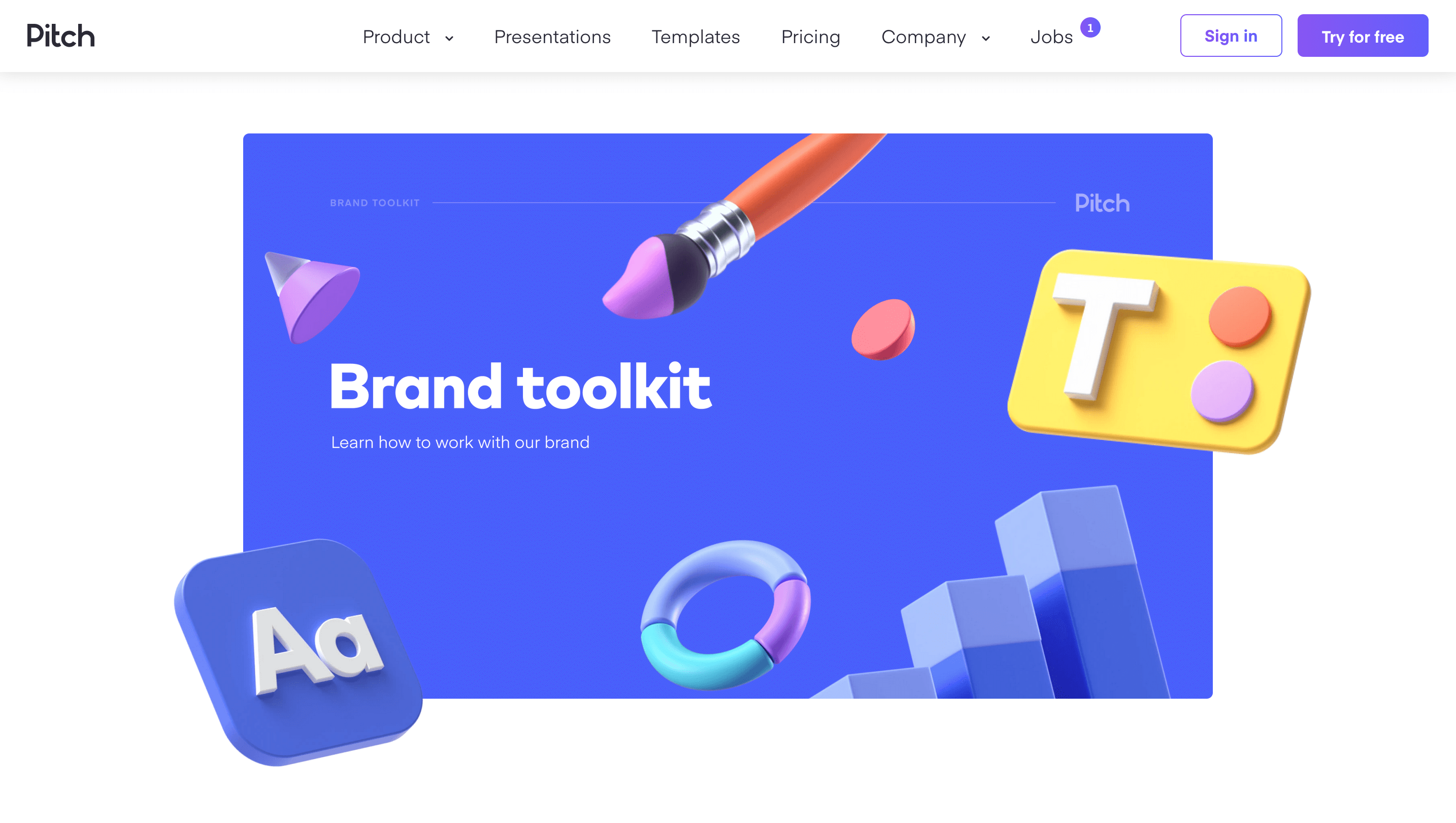 SaaS Brand Archetypes: Screenshot of Pitch's homepage