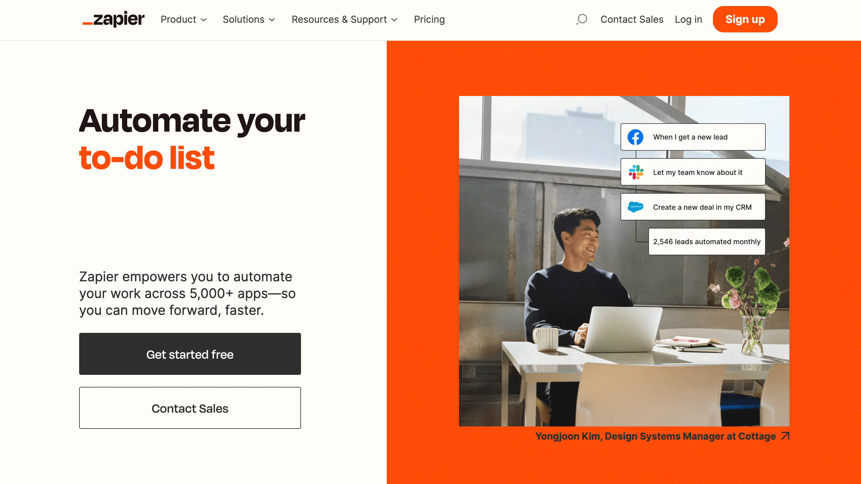 SaaS Brand Archetypes: Screenshot of Zapier's homepage