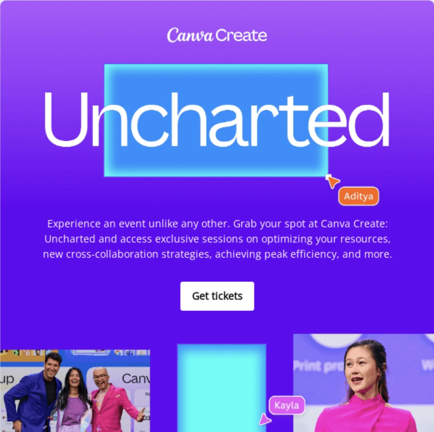 SaaS Conference Emails: Screenshot of Canva’s email for Canva Create: Uncharted