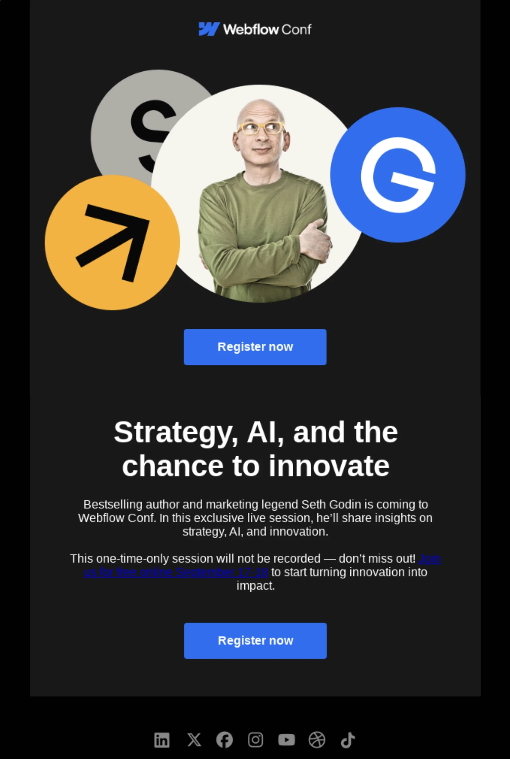 SaaS Conference Emails: Screenshot of Webflow’s email for Webflow Conf
