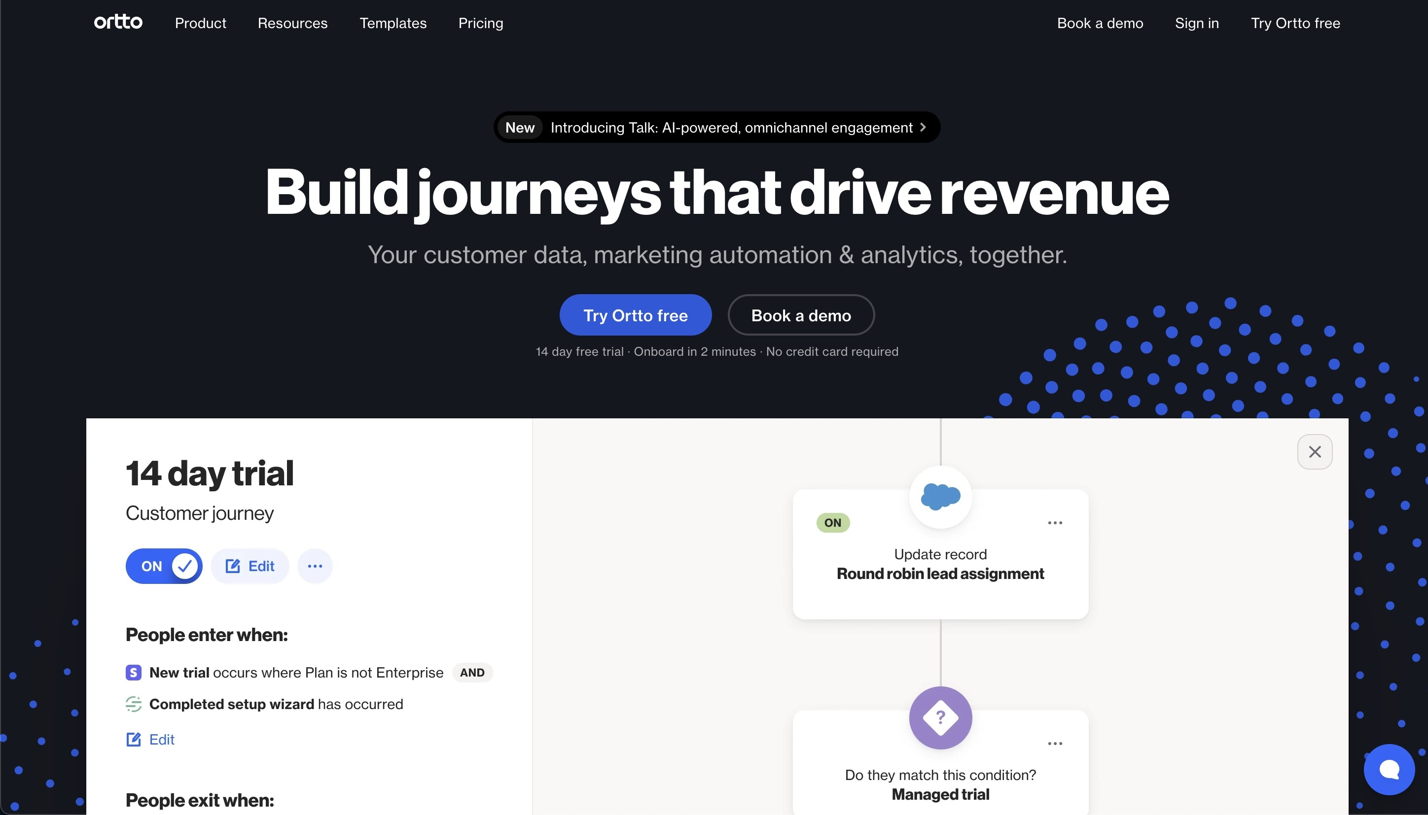 Customer.io Alternatives: Screenshot of Ortto's homepage