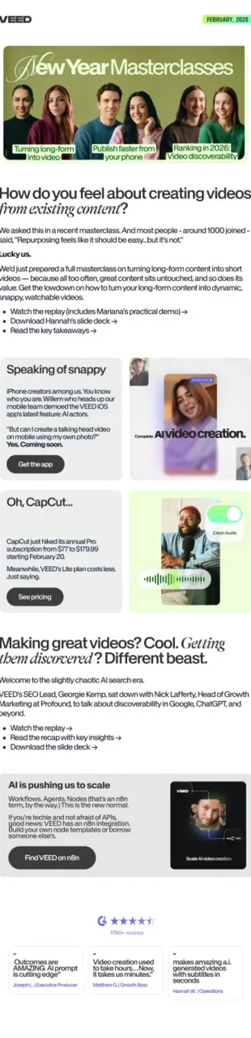 Email Marketing for AI Companies: Screenshot of VEED’s newsletter