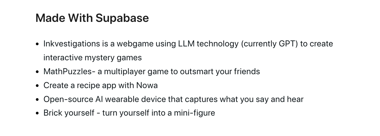 Email Marketing for Devtools: Screenshot of Supabase's email featuring tools that use them
