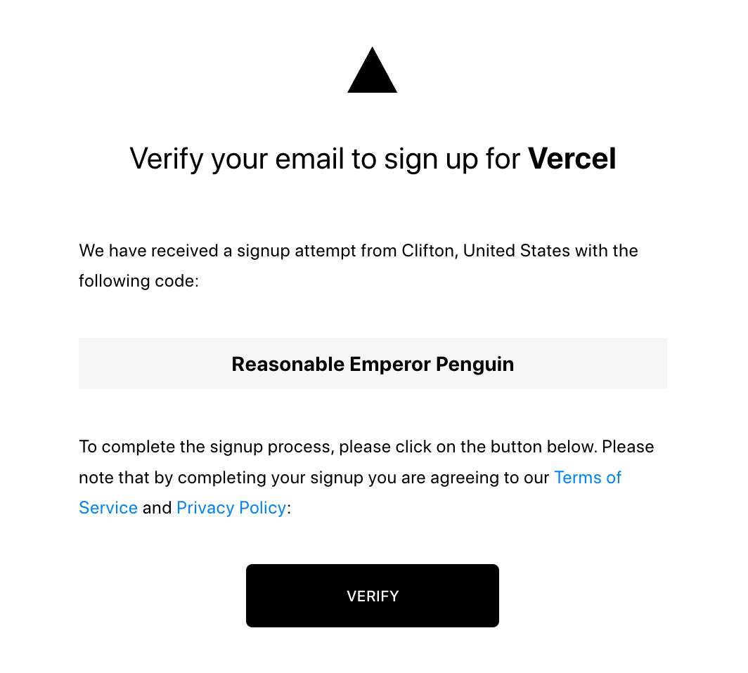 Email Marketing for Devtools: Screenshot of Vercel's email showing a fun code