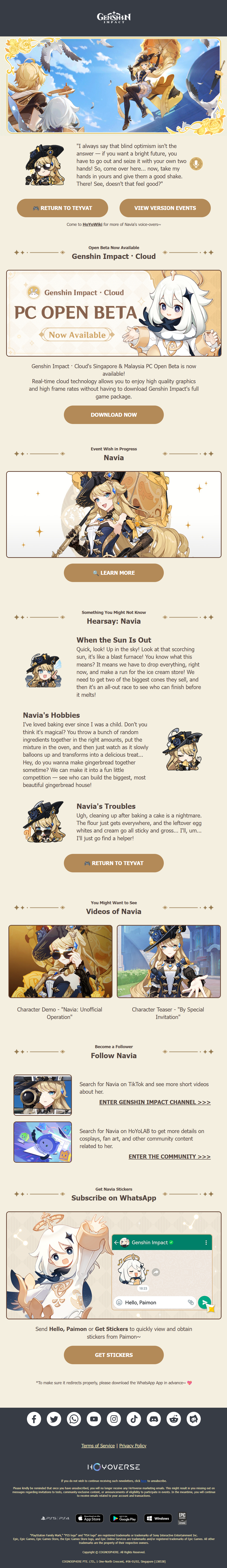 Email Marketing for Game Brands: Screenshot of Genshin Impact's re-engagement email