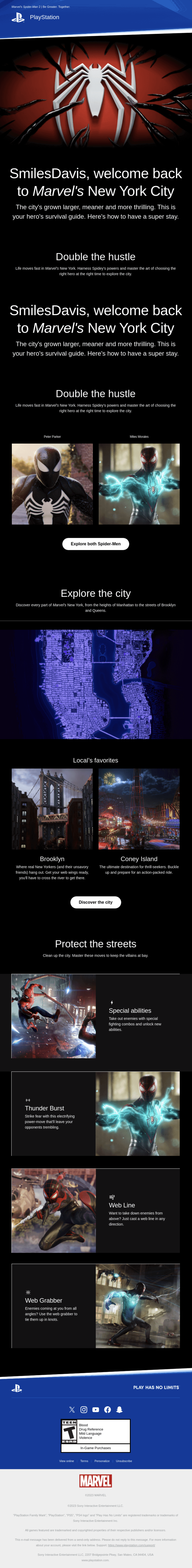 Email Marketing for Game Brands: Screenshot of PlayStation's welcome email for their games