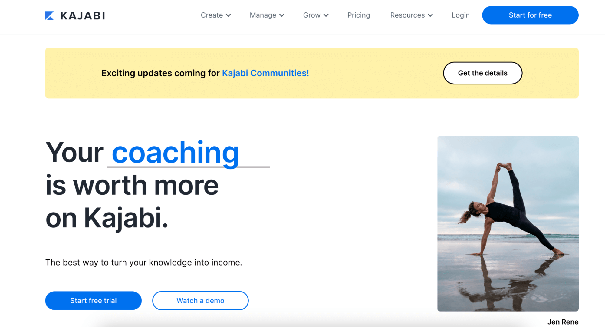 Email Marketing in Other Industries: Screenshot of Kajabi's homepage