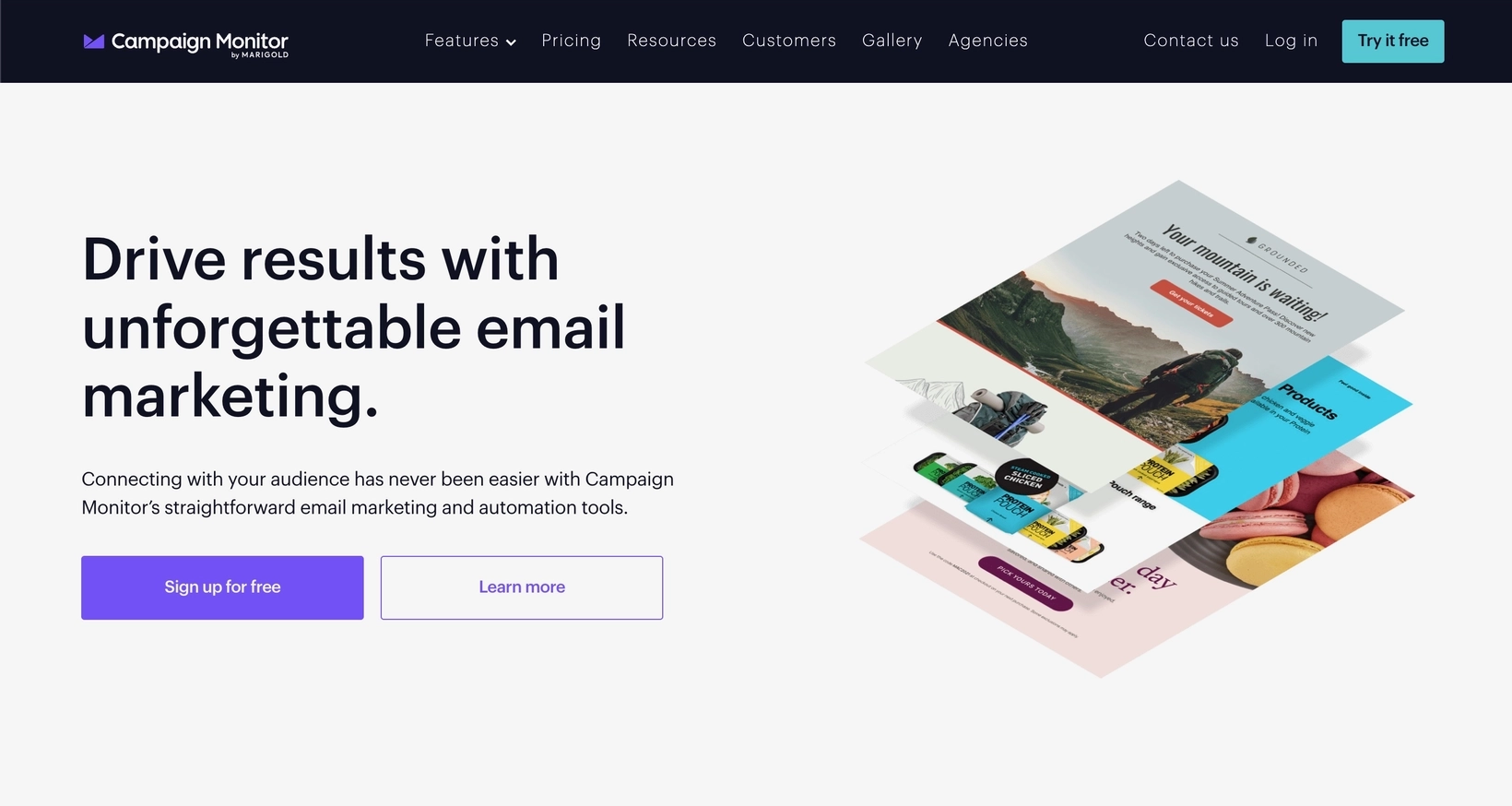 HubSpot Alternatives: Screenshot of Campaign Monitor's homepage