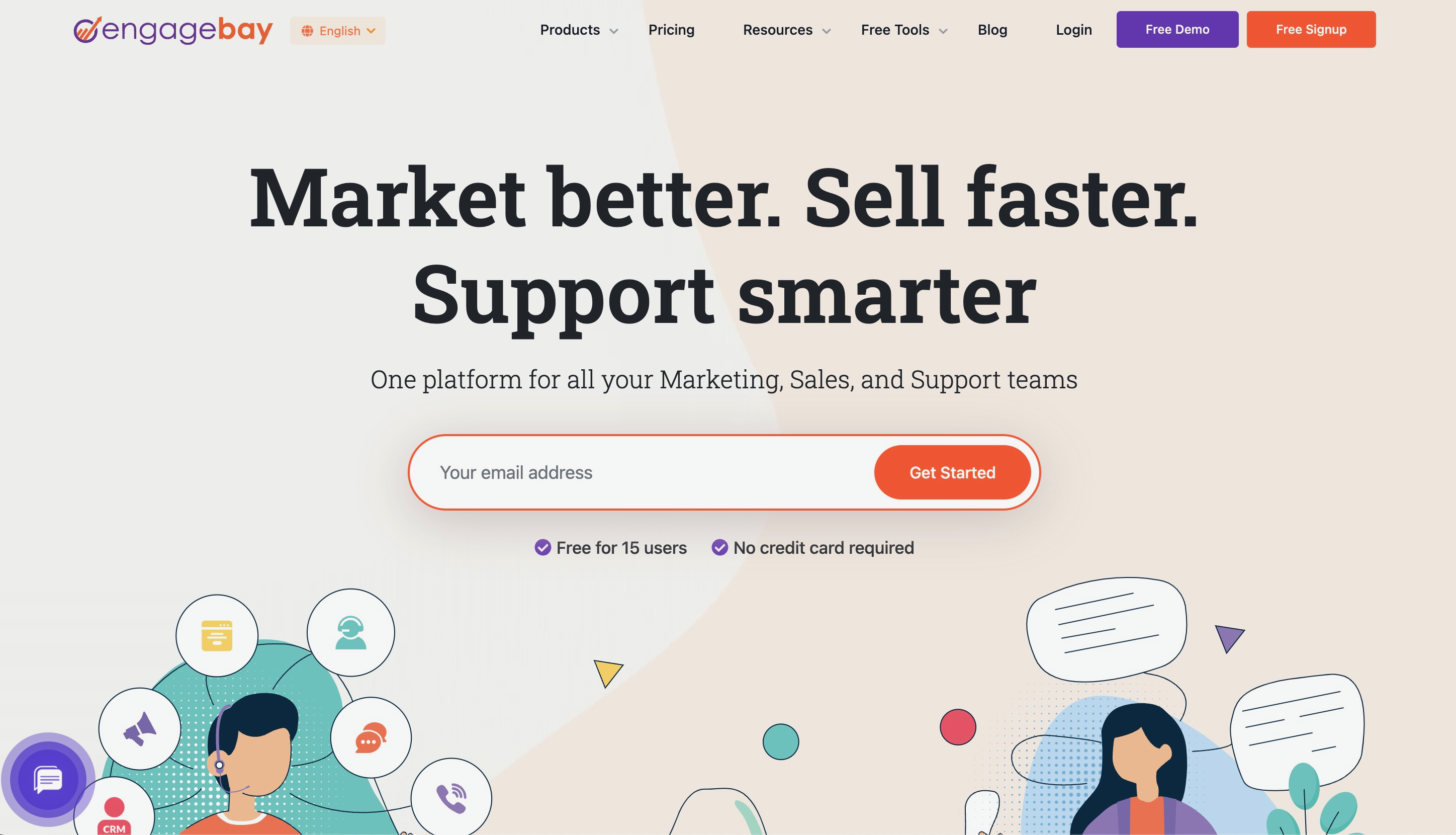 HubSpot Alternatives: Screenshot of EngageBay's homepage