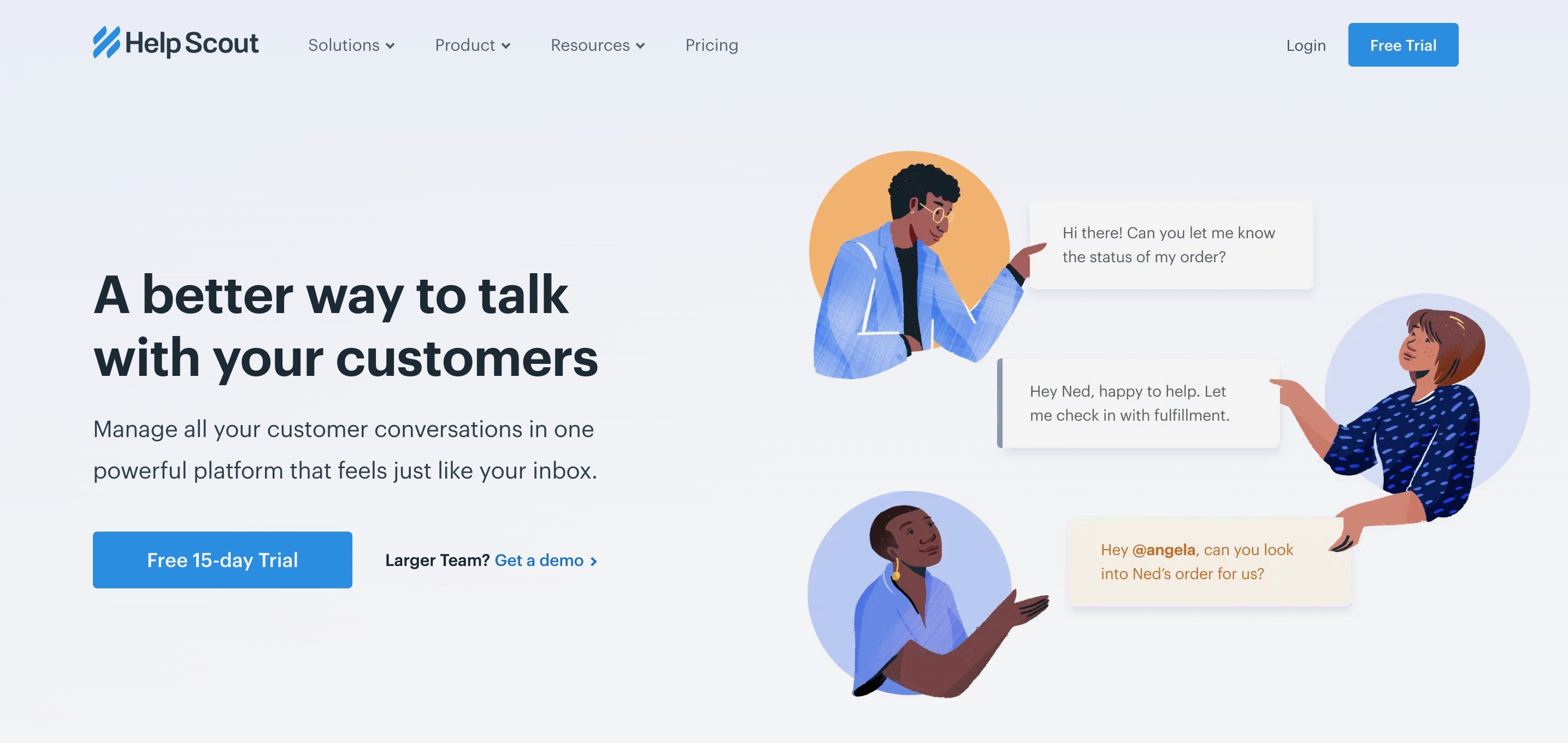 HubSpot Alternatives: Screenshot of Help Scout's homepage