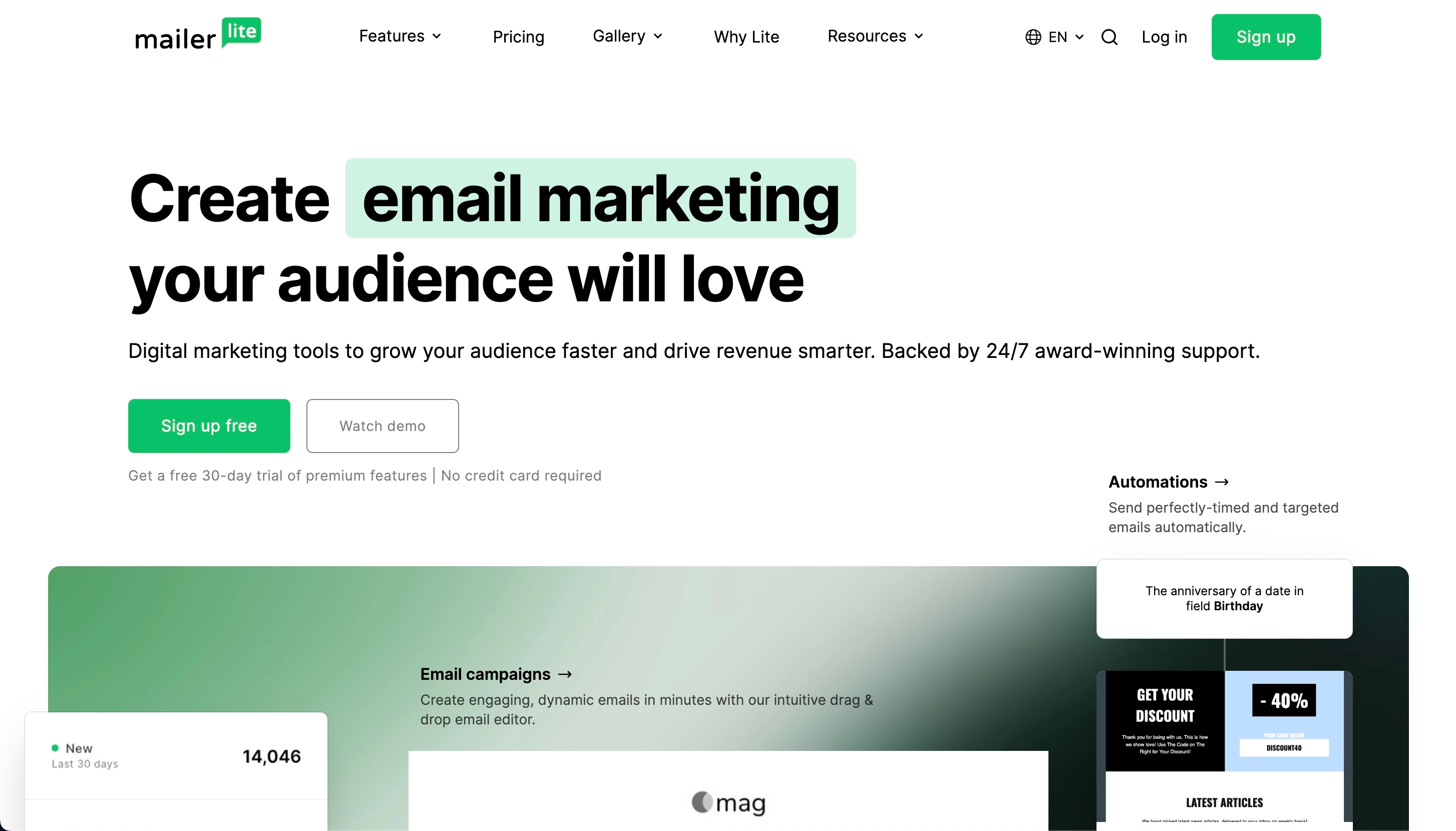 HubSpot Alternatives: Screenshot of MailerLite's homepage
