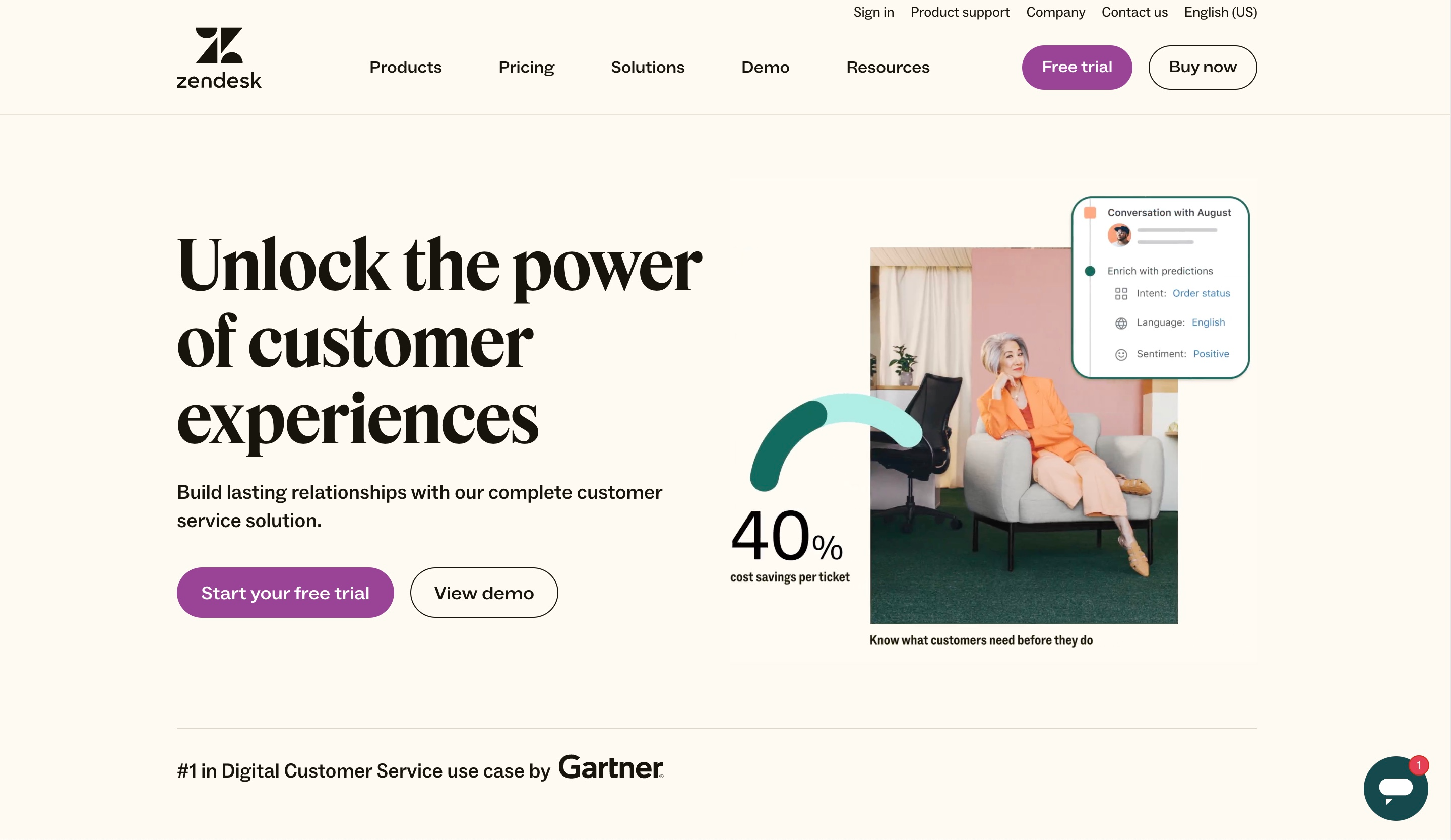 HubSpot Alternatives: Screenshot of Zendesk's homepage
