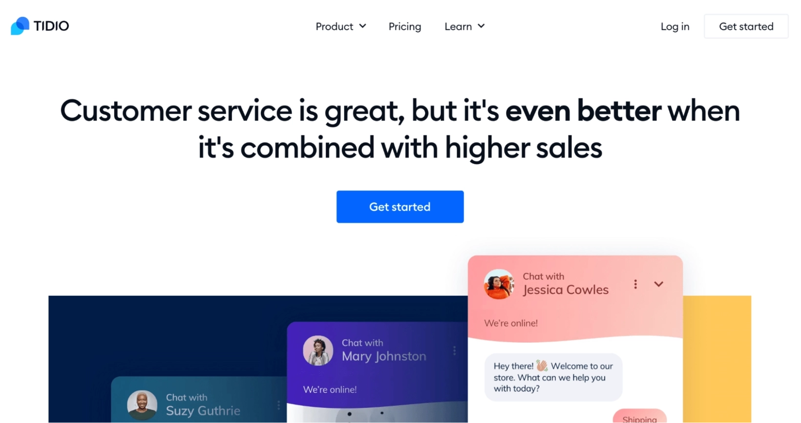 Intercom Alternatives: Screenshot of Tidio homepage