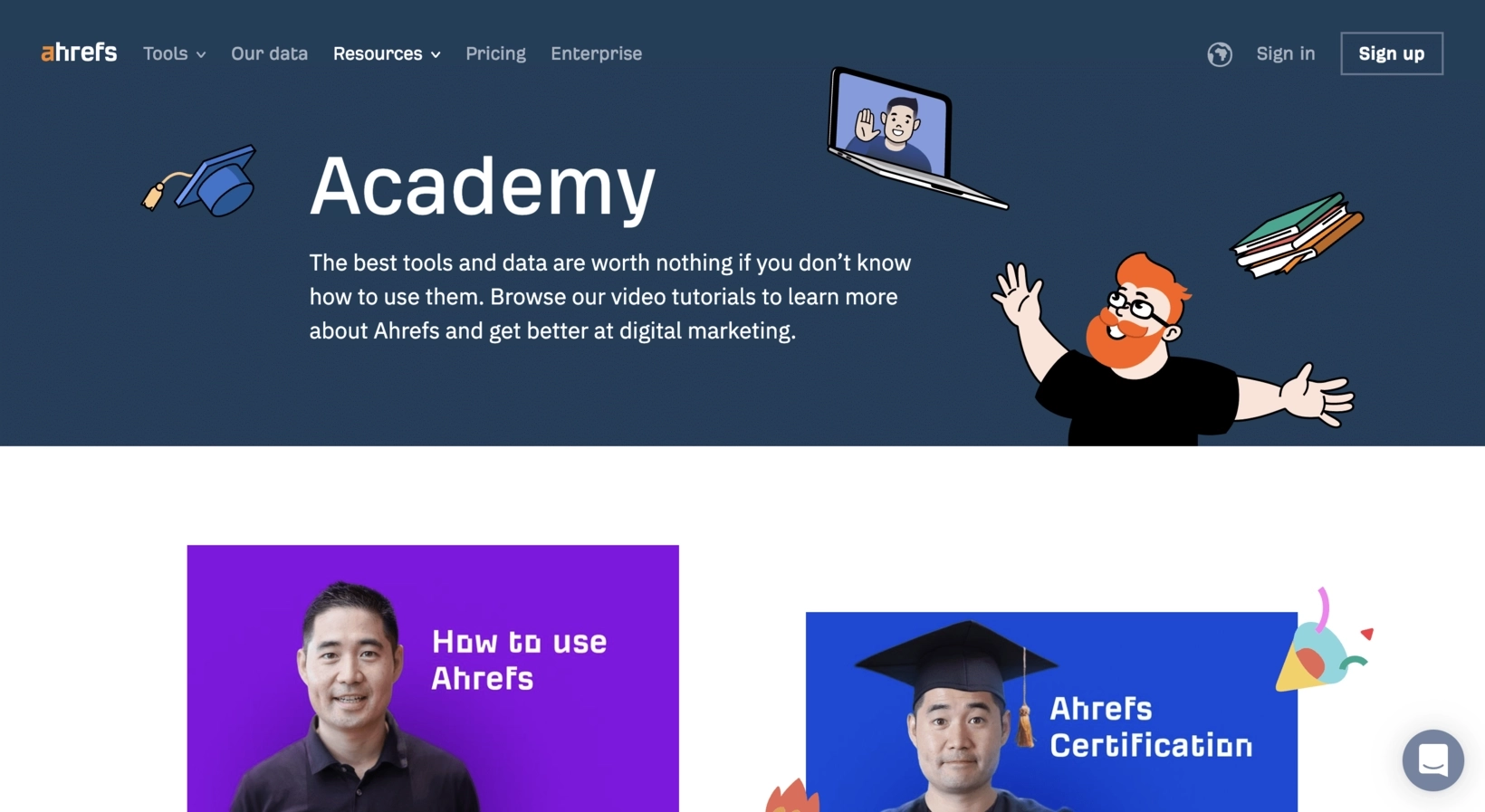 SaaS Lead Magnets: Screenshot of Ahref's SEO academy page