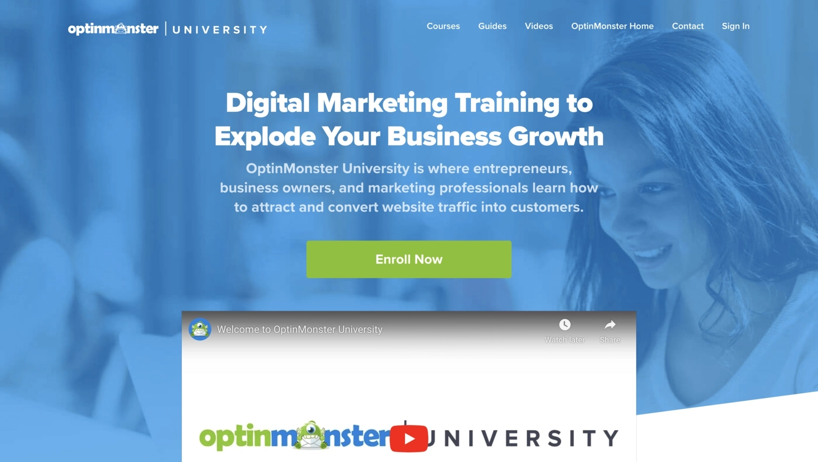 SaaS Lead Magnets: Screenshot of OptinMonster's university page