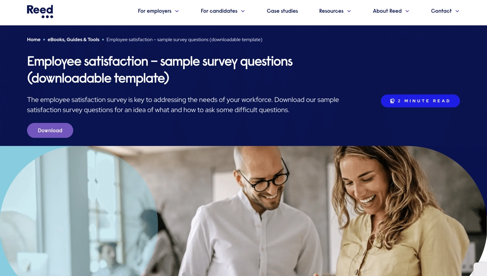 SaaS Lead Magnets: Screenshot of Reed's survey template lead magnet signup page