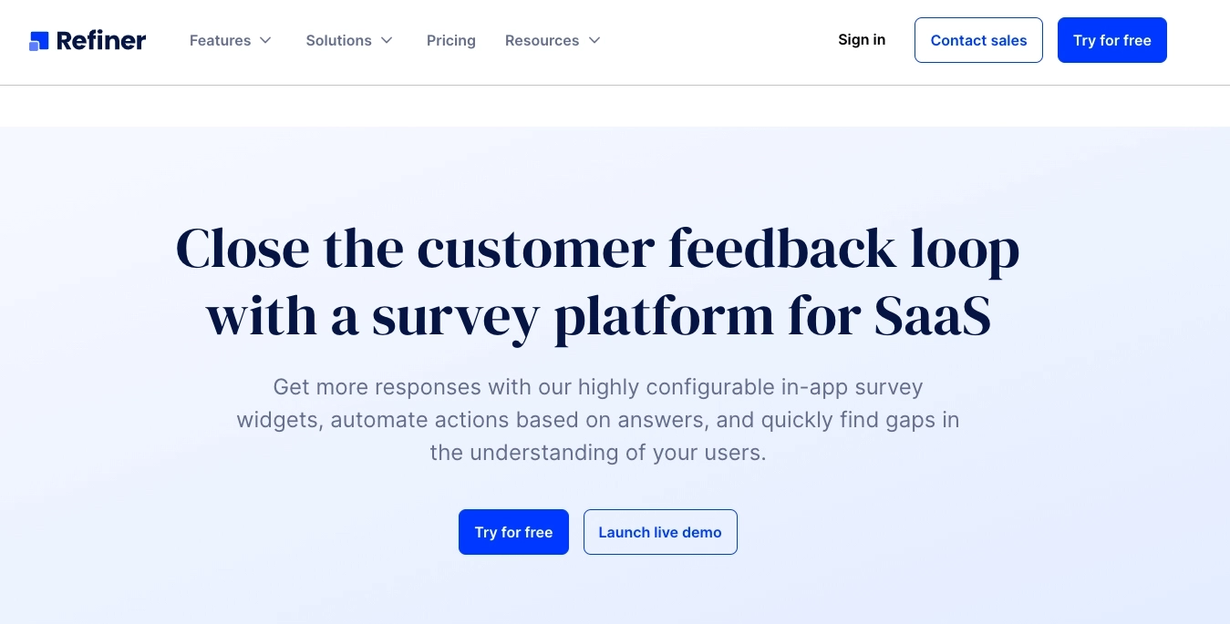Marketing Automation for SaaS: Screenshot of Refiner