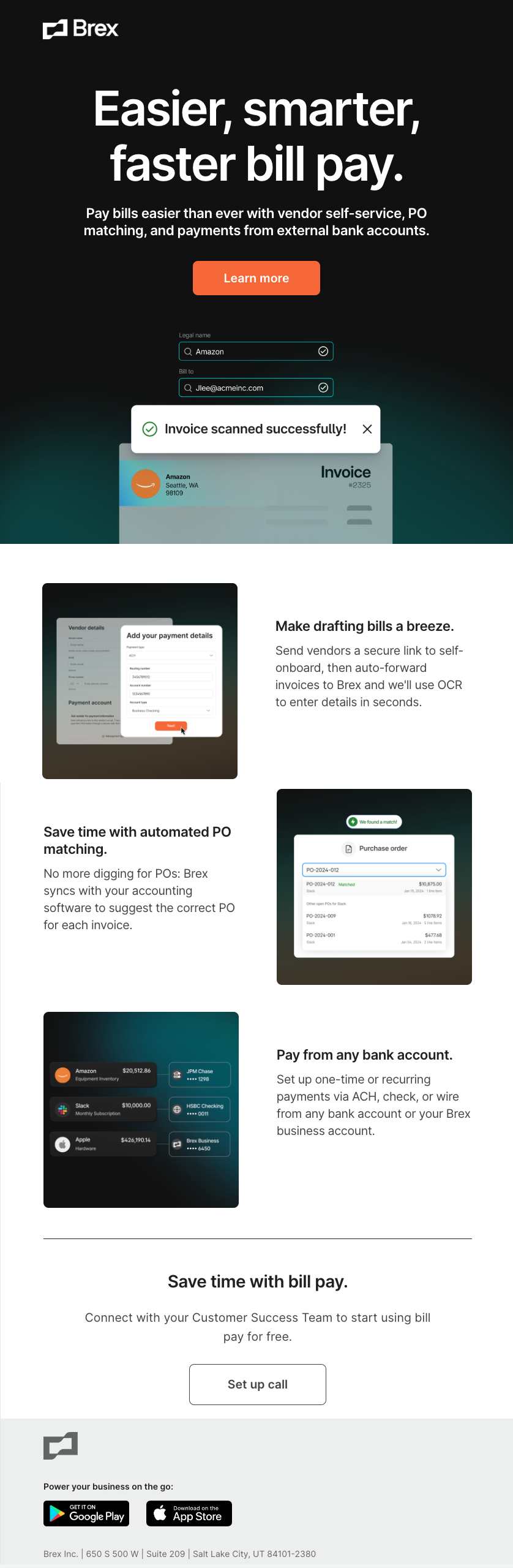 New Feature Announcement Emails: Screenshot of Brex's email talking about their latest feature
